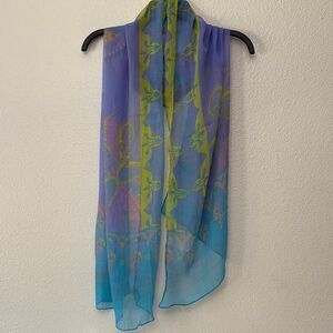 Bijoux Terner Blue and Purple Chiffon Scarf NWT
